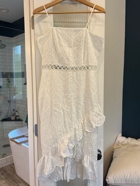 Sam Edelman White Eyelet Summer Midi Dress Size 8